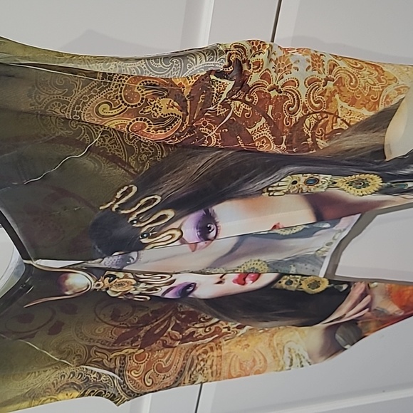 Womens Sheer used  open back blouse with  a few Rhinestones size large - Picture 6 of 6